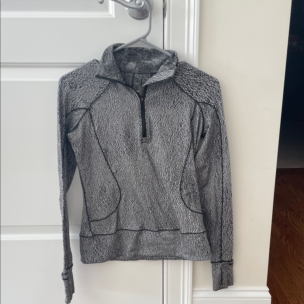lululemon athletica Black and Gray Textured Quarter-Zip Hoodie